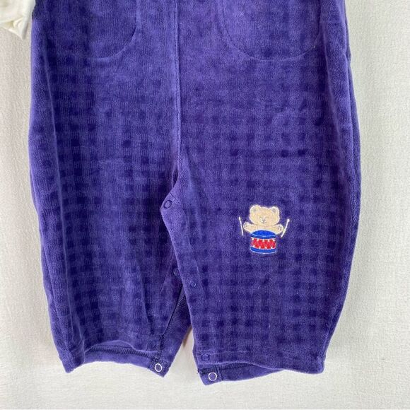 Bright Future Vintage 2 Piece Baby Clothes Snap Buttons Embroidered Drummer Bear - Picture 4 of 7